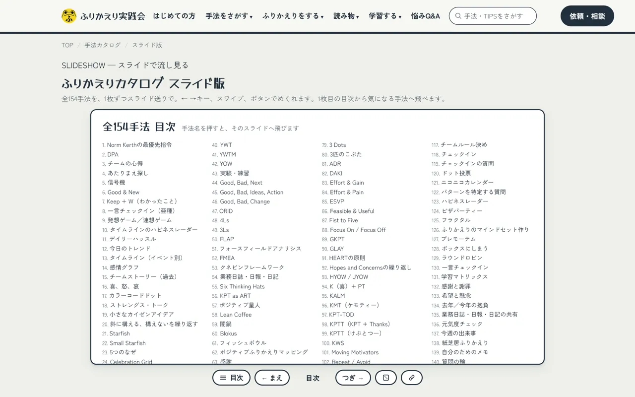 手法カタログのスライド版の画面